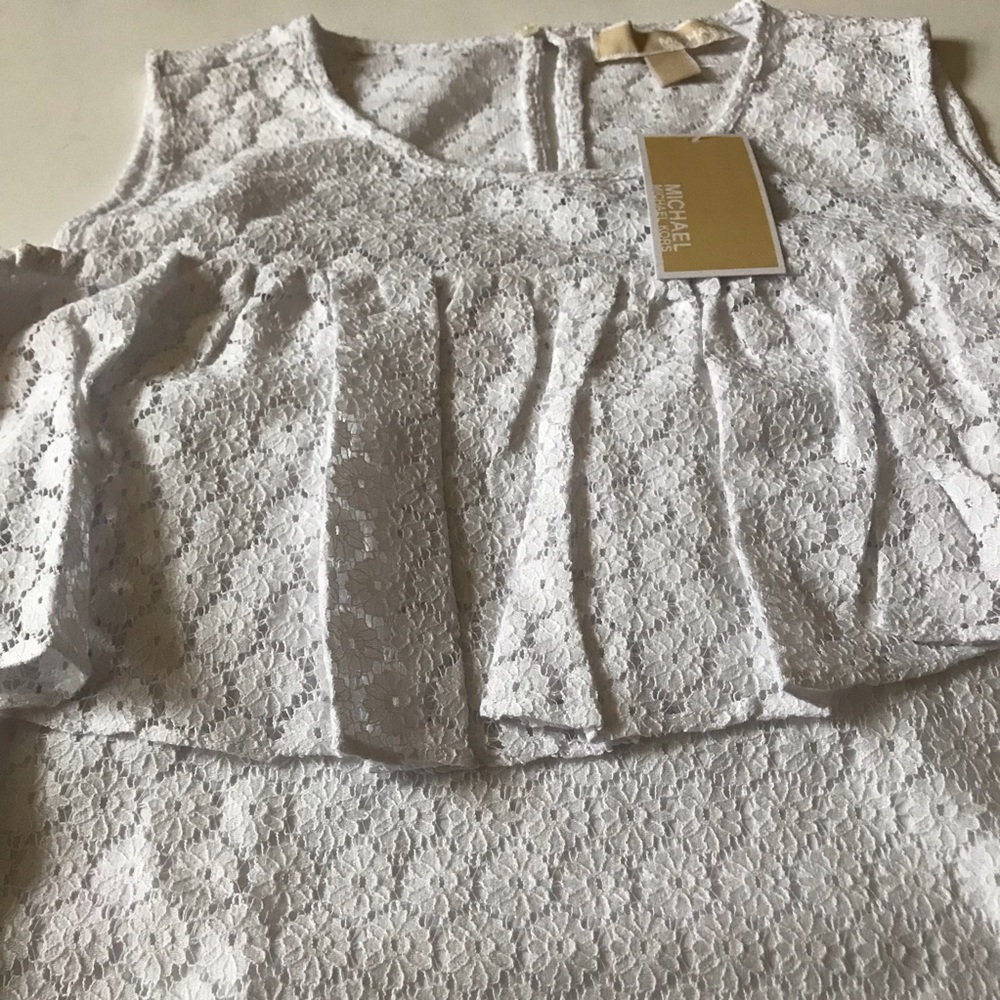 MICHAEL KORS LACE COLD SHOULDER RUFFLE TOP - Picture 4 of 5